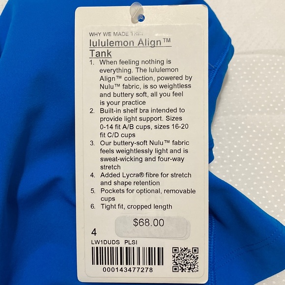 NWT Lululemon Align Tank Poolside - Picture 2 of 8